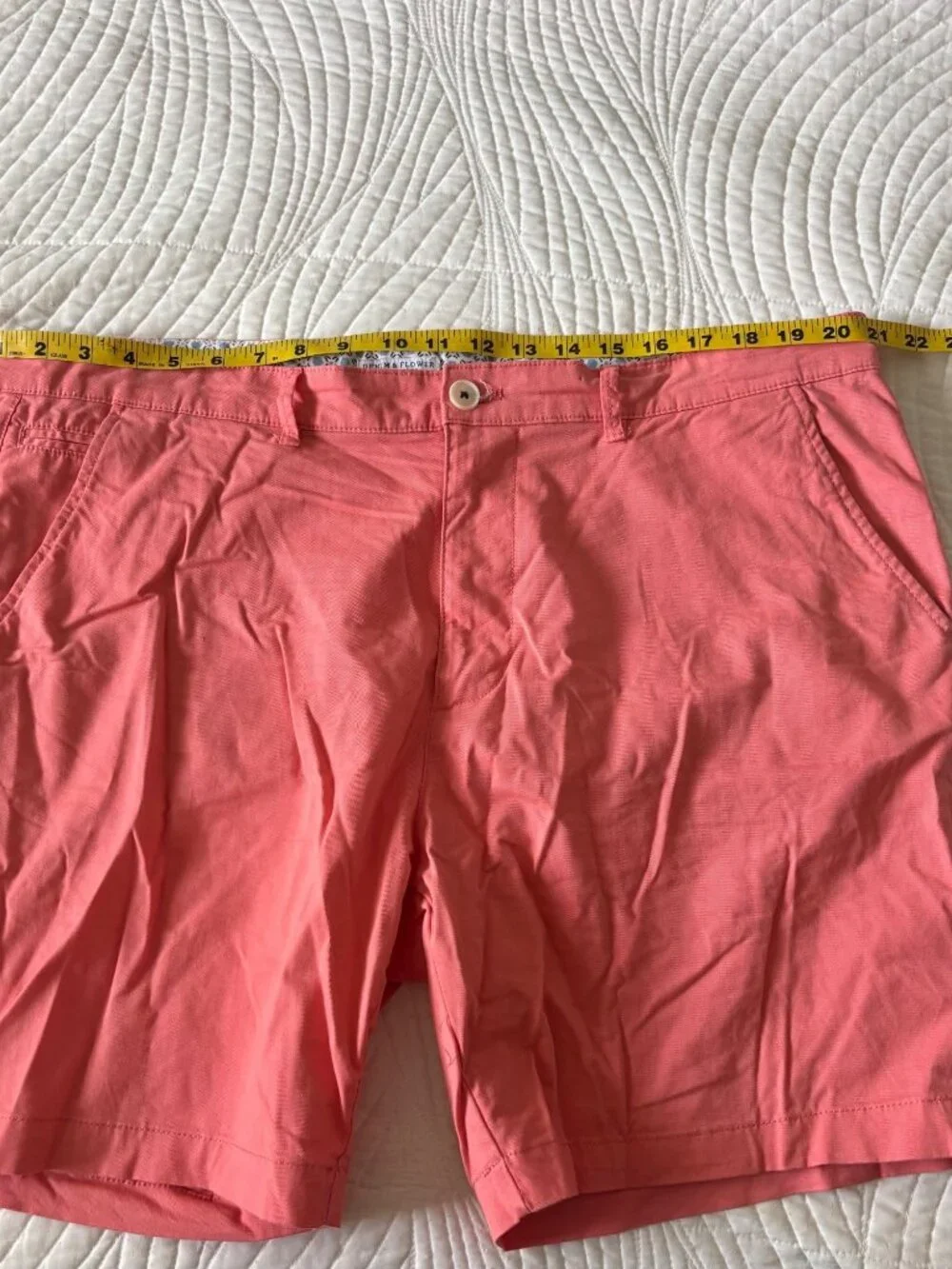 Denim & Flower Ricky Singh Mens Coral Chino Shorts Size 38 Cotton Blend